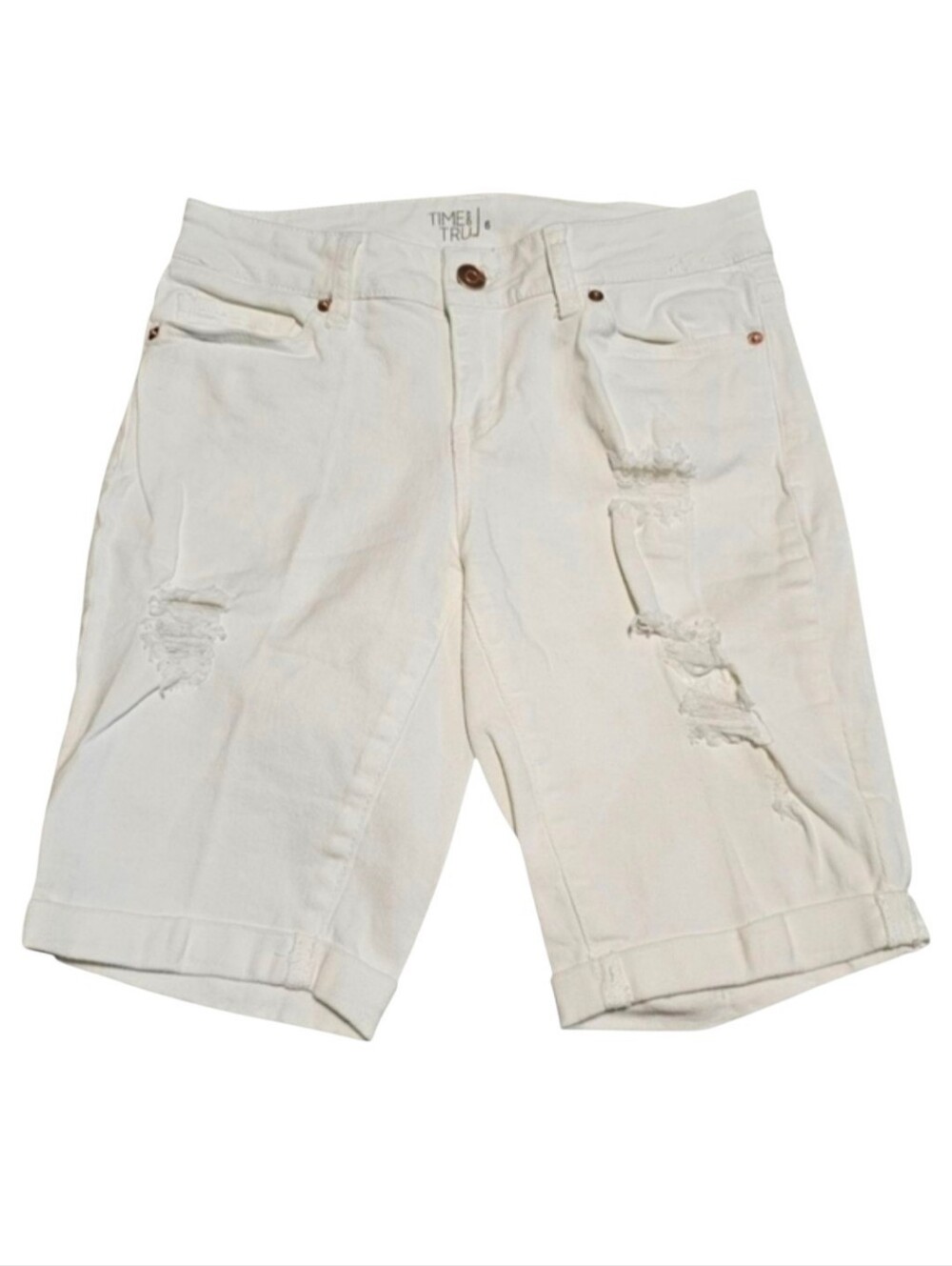 Like New Time & Tru White Distressed Shorts